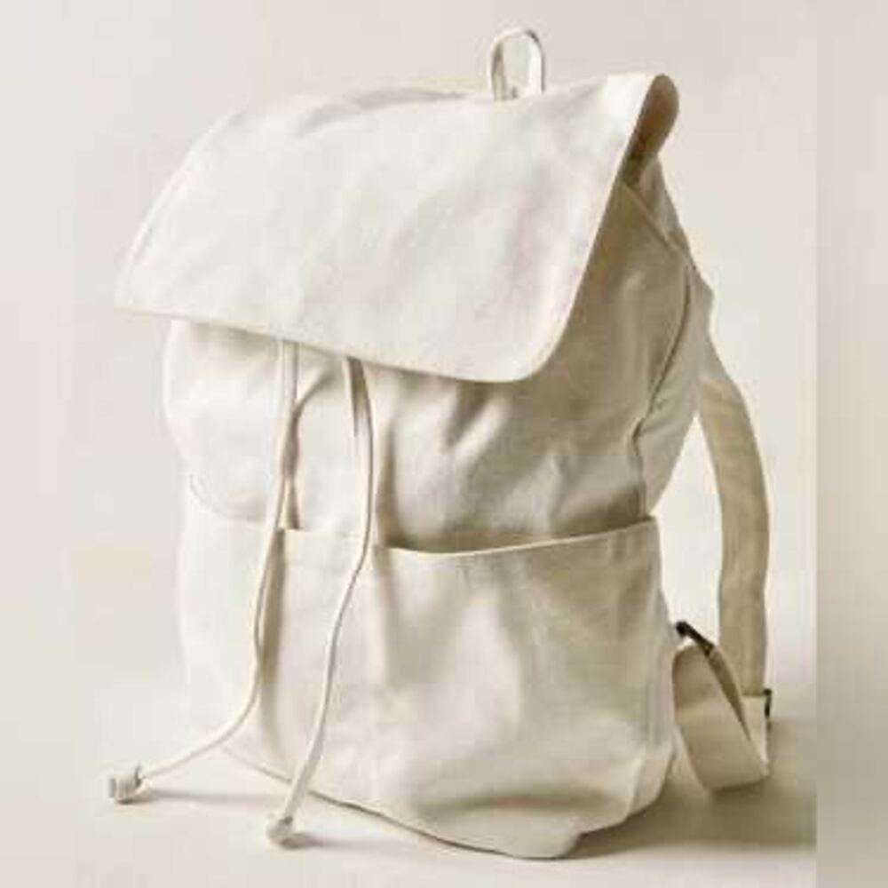Laude The Label Cream Ivory Cotton Canvas Convertible Backpack